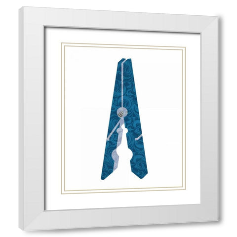 Clothespin 1 White Modern Wood Framed Art Print with Double Matting by Allen, Kimberly