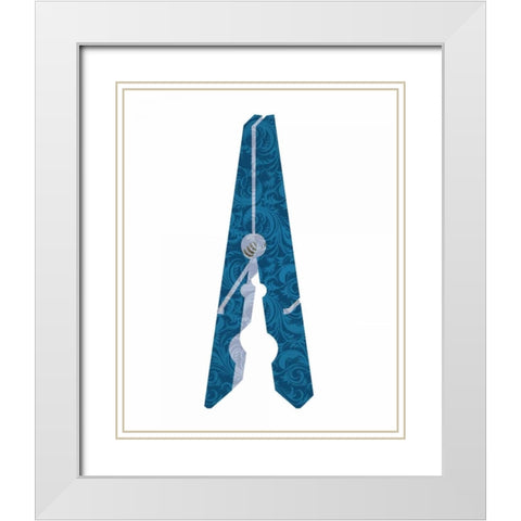 Clothespin 1 White Modern Wood Framed Art Print with Double Matting by Allen, Kimberly