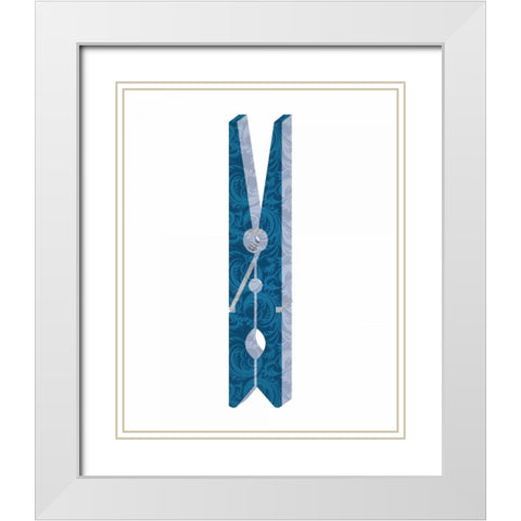 Clothespin 3 White Modern Wood Framed Art Print with Double Matting by Allen, Kimberly