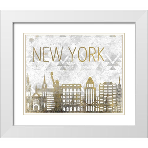 New York State White Modern Wood Framed Art Print with Double Matting by Allen, Kimberly
