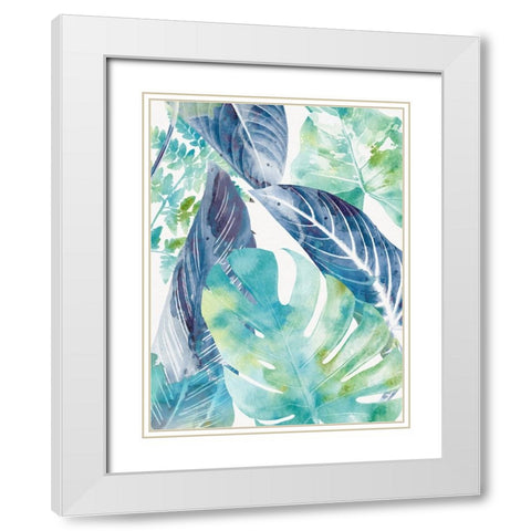 Palms Watercolor 1 White Modern Wood Framed Art Print with Double Matting by Allen, Kimberly