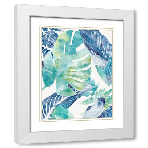 Palms Watercolor 2 White Modern Wood Framed Art Print with Double Matting by Allen, Kimberly