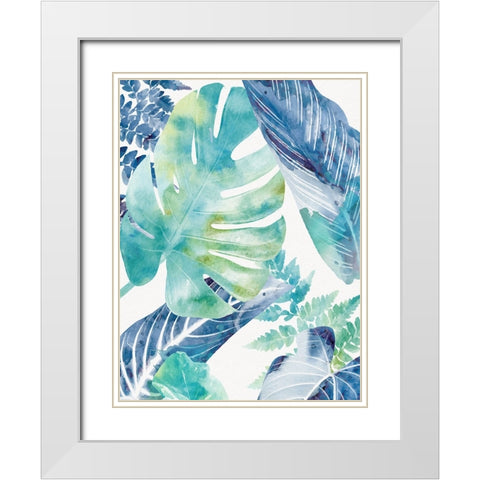 Palms Watercolor 2 White Modern Wood Framed Art Print with Double Matting by Allen, Kimberly