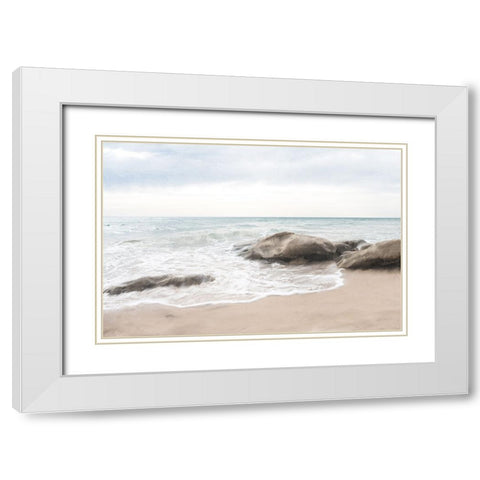 Shoreline White Modern Wood Framed Art Print with Double Matting by Allen, Kimberly