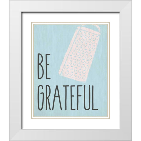 Be Grateful White Modern Wood Framed Art Print with Double Matting by Allen, Kimberly