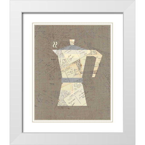 Postcard Coffee 1 White Modern Wood Framed Art Print with Double Matting by Allen, Kimberly