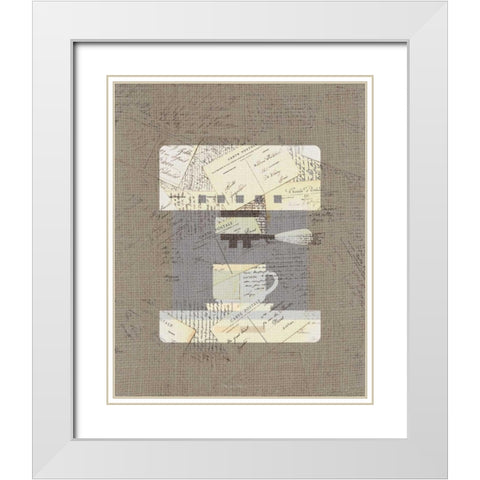 Postcard Coffee 3 White Modern Wood Framed Art Print with Double Matting by Allen, Kimberly
