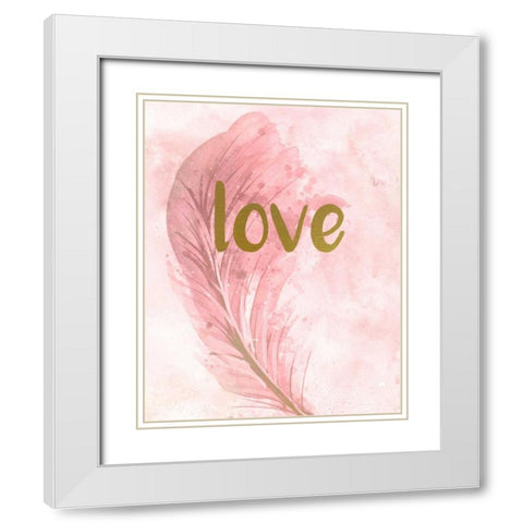 Pink Feathered 3 White Modern Wood Framed Art Print with Double Matting by Allen, Kimberly