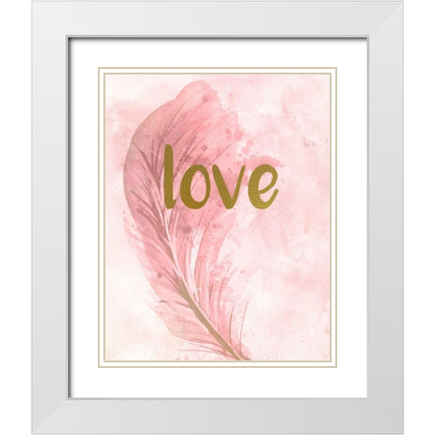 Pink Feathered 3 White Modern Wood Framed Art Print with Double Matting by Allen, Kimberly
