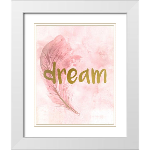 Pink Feathered 4 White Modern Wood Framed Art Print with Double Matting by Allen, Kimberly