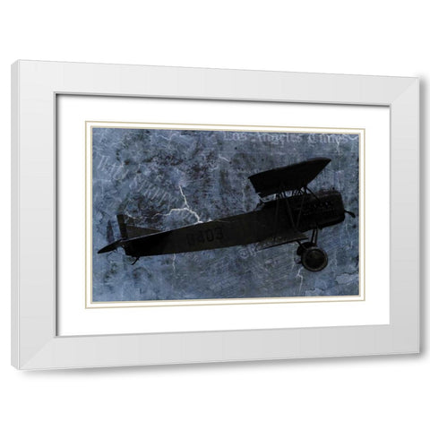 Indigo Plane White Modern Wood Framed Art Print with Double Matting by Allen, Kimberly