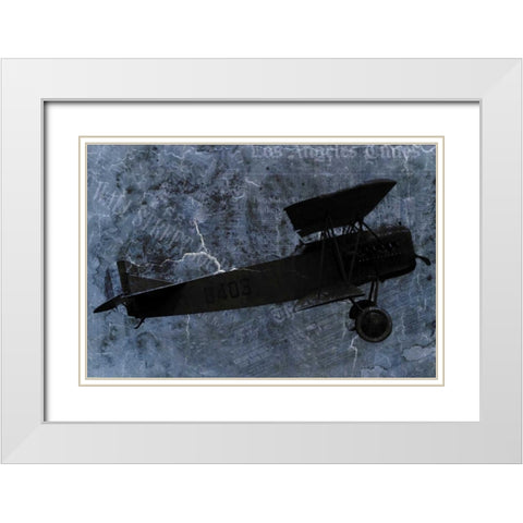 Indigo Plane White Modern Wood Framed Art Print with Double Matting by Allen, Kimberly