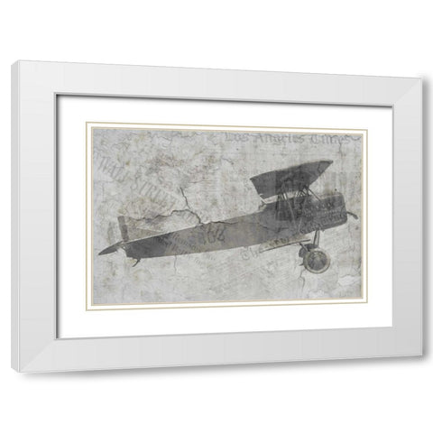 Newspaper Air Travel White Modern Wood Framed Art Print with Double Matting by Allen, Kimberly