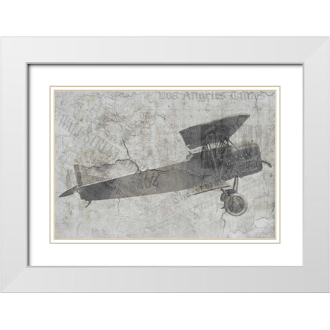 Newspaper Air Travel White Modern Wood Framed Art Print with Double Matting by Allen, Kimberly