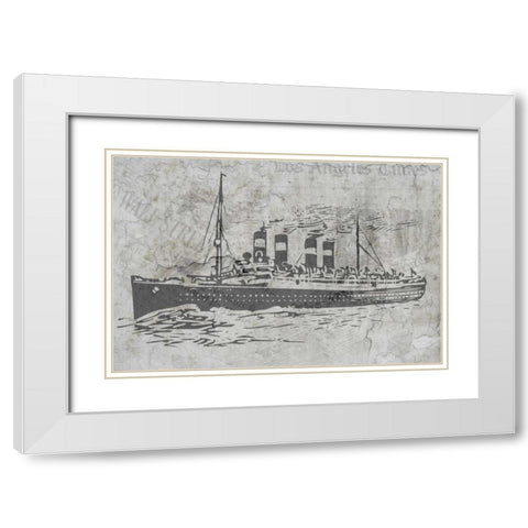 Newspaper Sea Travel White Modern Wood Framed Art Print with Double Matting by Allen, Kimberly