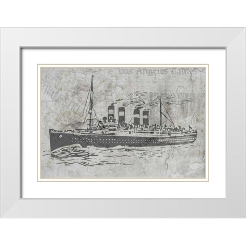 Newspaper Sea Travel White Modern Wood Framed Art Print with Double Matting by Allen, Kimberly