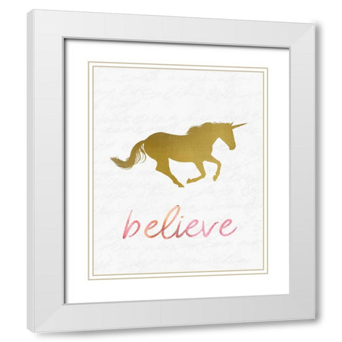 Unicorn Dreaming 2 White Modern Wood Framed Art Print with Double Matting by Allen, Kimberly