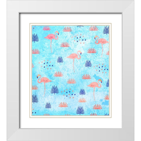 Flamingo Dance White Modern Wood Framed Art Print with Double Matting by Allen, Kimberly