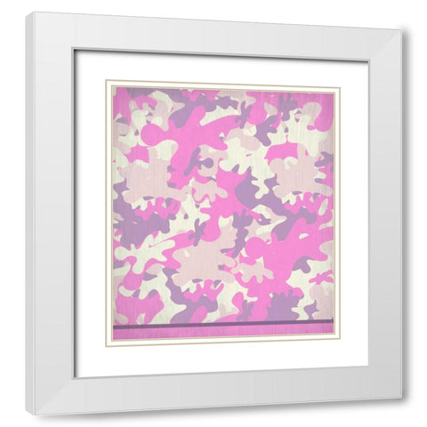 Pink Camo White Modern Wood Framed Art Print with Double Matting by Allen, Kimberly