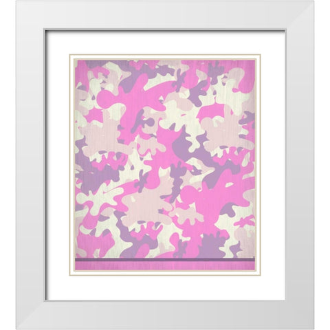 Pink Camo White Modern Wood Framed Art Print with Double Matting by Allen, Kimberly