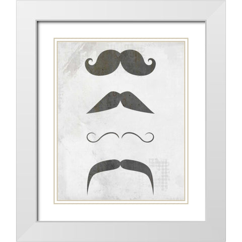 Mustache 1 White Modern Wood Framed Art Print with Double Matting by Allen, Kimberly