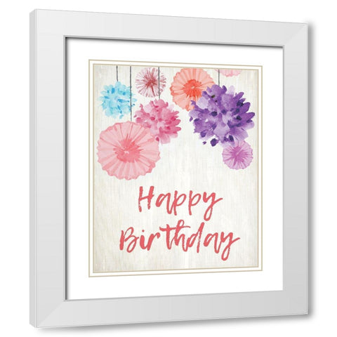 Birthday Pom Poms White Modern Wood Framed Art Print with Double Matting by Kimberly, Allen