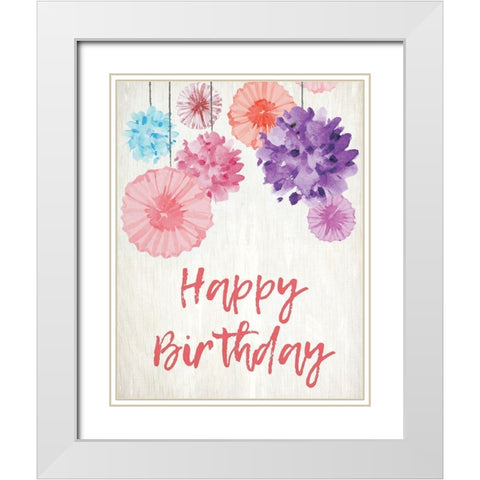 Birthday Pom Poms White Modern Wood Framed Art Print with Double Matting by Kimberly, Allen
