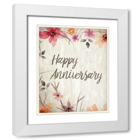 Happy Anniversary Floral White Modern Wood Framed Art Print with Double Matting by Kimberly, Allen