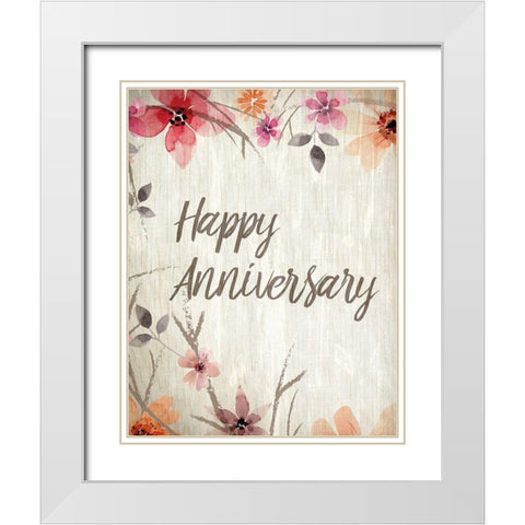 Happy Anniversary Floral White Modern Wood Framed Art Print with Double Matting by Kimberly, Allen