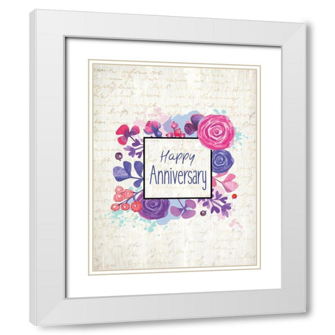 Happy Anniversary Letter White Modern Wood Framed Art Print with Double Matting by Kimberly, Allen