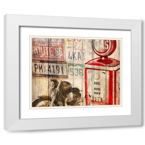 Classic Motorcycle White Modern Wood Framed Art Print with Double Matting by Kimberly, Allen