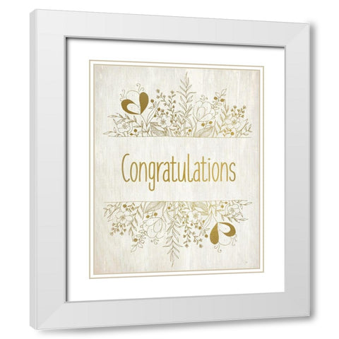 Congratulations Rustic Flowers White Modern Wood Framed Art Print with Double Matting by Kimberly, Allen