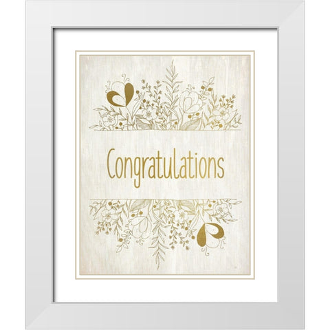 Congratulations Rustic Flowers White Modern Wood Framed Art Print with Double Matting by Kimberly, Allen