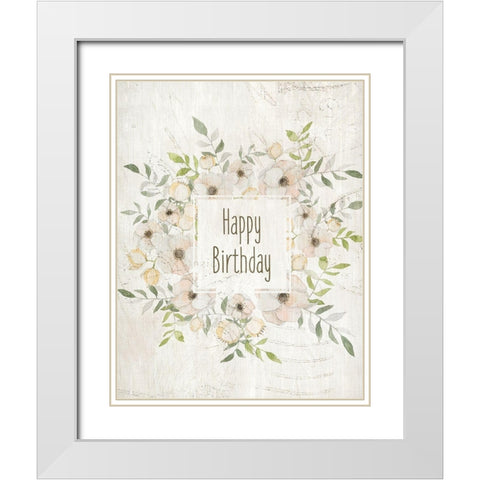 Happy Birthday Soft White Modern Wood Framed Art Print with Double Matting by Kimberly, Allen
