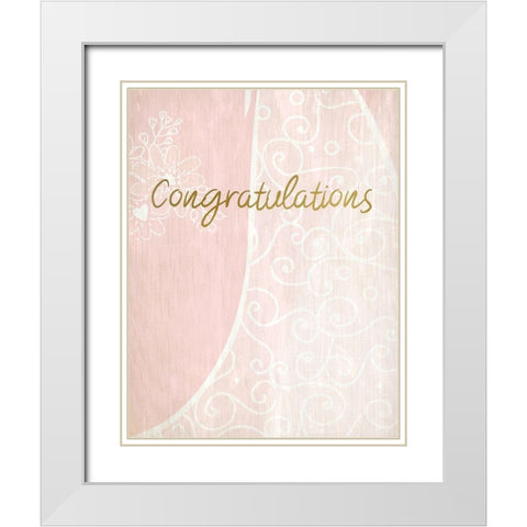 Congratulations Bride to Be Pink White Modern Wood Framed Art Print with Double Matting by Kimberly, Allen