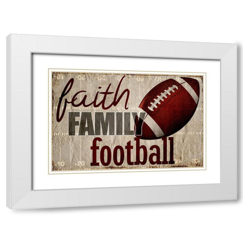Faith Family Football White Modern Wood Framed Art Print with Double Matting by Kimberly, Allen
