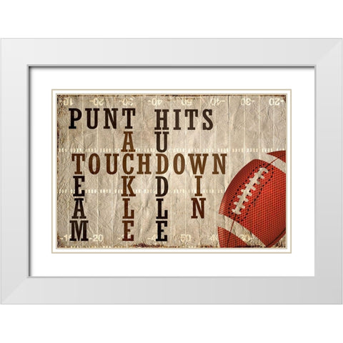 Football White Modern Wood Framed Art Print with Double Matting by Kimberly, Allen