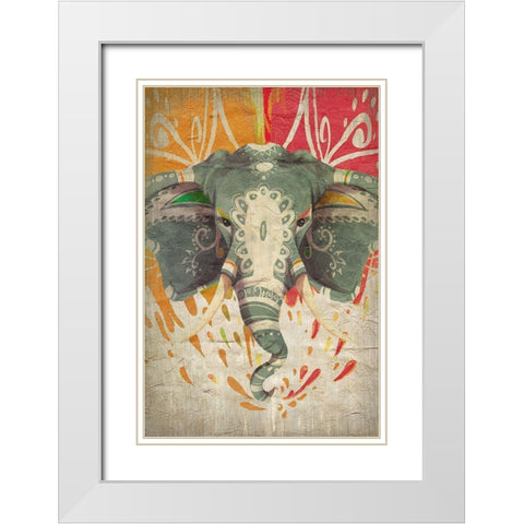 Elephant Splashes White Modern Wood Framed Art Print with Double Matting by Kimberly, Allen