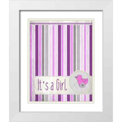 Its a Girl White Modern Wood Framed Art Print with Double Matting by Kimberly, Allen