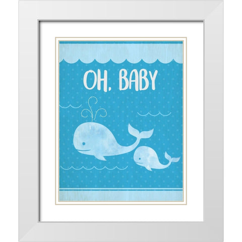 Oh Baby Boy White Modern Wood Framed Art Print with Double Matting by Kimberly, Allen
