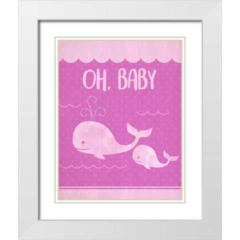 Oh Baby Girl White Modern Wood Framed Art Print with Double Matting by Kimberly, Allen