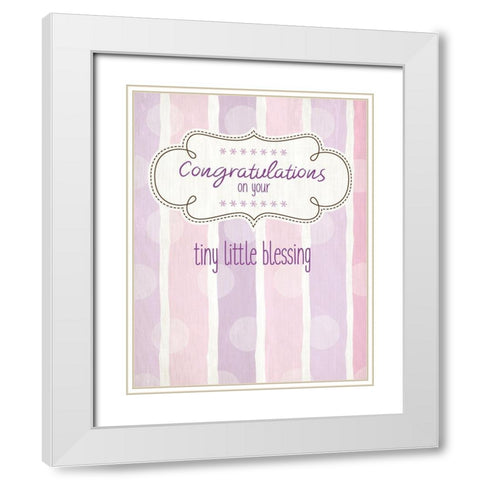 Tiny Little Blessing Girl White Modern Wood Framed Art Print with Double Matting by Kimberly, Allen