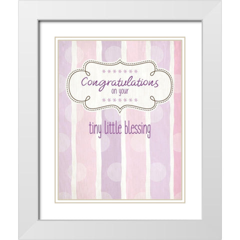 Tiny Little Blessing Girl White Modern Wood Framed Art Print with Double Matting by Kimberly, Allen