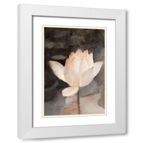 Lotus Bloom White Modern Wood Framed Art Print with Double Matting by Kimberly, Allen