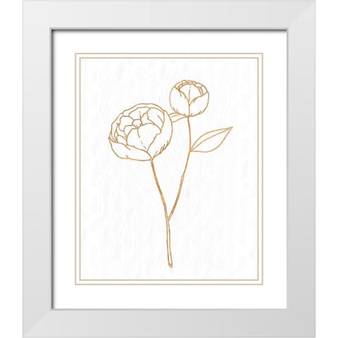 Copper Botanical 1 White Modern Wood Framed Art Print with Double Matting by Kimberly, Allen