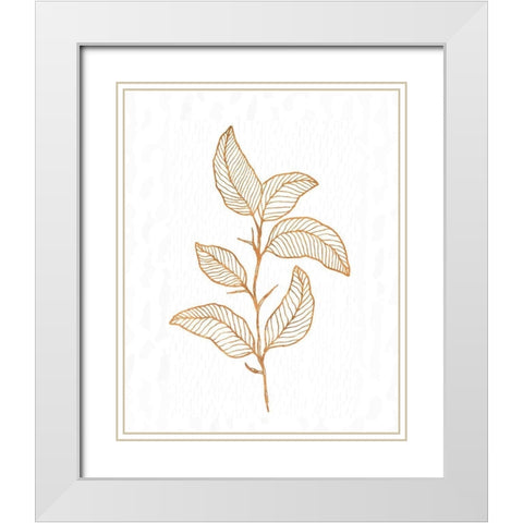 Copper Botanical 4 White Modern Wood Framed Art Print with Double Matting by Kimberly, Allen