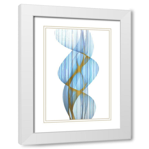 Blue Stripe White Modern Wood Framed Art Print with Double Matting by Kimberly, Allen