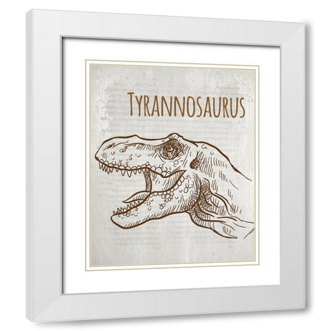 Dinosaur 1 White Modern Wood Framed Art Print with Double Matting by Kimberly, Allen