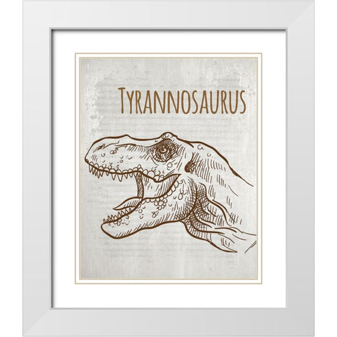 Dinosaur 1 White Modern Wood Framed Art Print with Double Matting by Kimberly, Allen