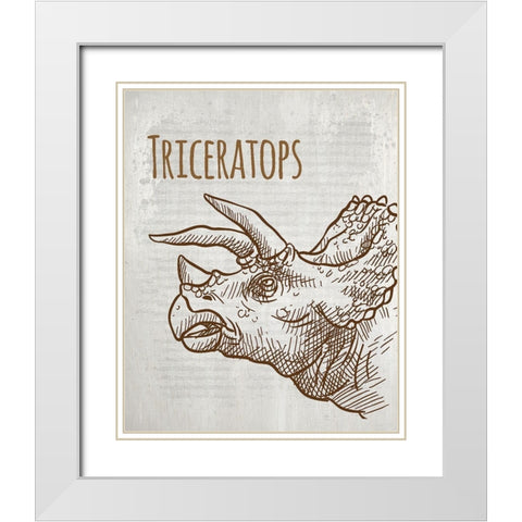 Dinosaur 3 White Modern Wood Framed Art Print with Double Matting by Kimberly, Allen